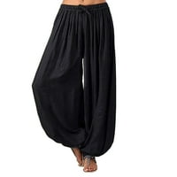 Taluosi žene labave crteže čvrste boje široke noge duge hlače joga harem hlače