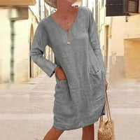 Ljetna Ženska haljina Plus size Ležerne mini haljine s printom na plaži s dugim rukavima S izrezom u obliku slova