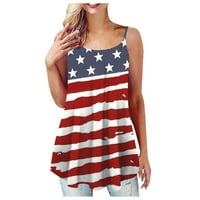 Majice za Dan neovisnosti odjeća s američkom zastavom, prsluk bez rukava s okruglim vratom s gumbima, kratka majica,