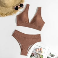 Kupaći kostim zavoj Push-up kupaći kostimi Ženska plaža Brazilski list print bikini kupaći kostimi tankini set