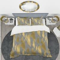 DesignArt 'Zlatni poligonski uzorak' Moderni pokrivač sredinom stoljeća