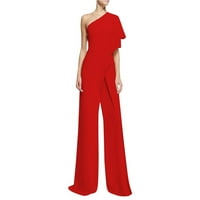 Jednobojni kombinezon u boji, ravne hlače, Ženski kombinezon jednostavnog i izvrsnog dizajna, Crveni u boji