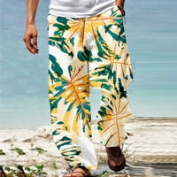 Rasprodaja muških muških ljetnih casual modnih hlača havajski stil 3-inčni ispis ravne elastične hlače u struku