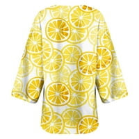 Žene kimono za sunčanje kardigan s napuhanim rukavima Majice dugih rukava smiješne limunske ljetne majice Šifon