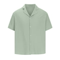 + Muška havajska bluza, Ležerne jednobojne košulje s ovratnikom s kratkim rukavima na kopčanje, Rasprodaje