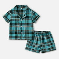 Dječaci dječaci pidžama kratke hlače Set proljetni ljetni karirani pamuk kratki rukavi za spavanje malu odjeću