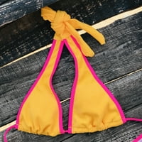 Seksi bikini set s dva kupaćih kostima, Ženski kupaći kostim s popustom, seksi kupaći kostim za žene, žuti