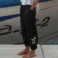 Palazzo hlače, skraćene hlače za žene, uredske ženske Capri hlače s džepovima, široke Ležerne mekane hlače, lagane