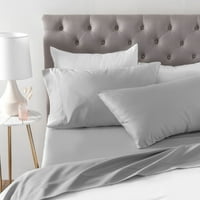 Hotelski stil tc egipatski pamučni saten set za posteljinu, kralj, meko srebro, komad