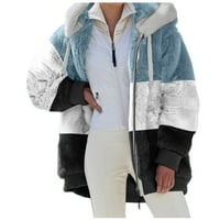Zimski kaputi za žene, ženski pulover s džepom i kapuljačom, sportska košulja, topli kaput s džepovima od umjetne