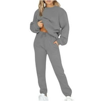 Ženska odjeća za znojenje dugih rukava pulover pulover pulover gusjenica za crtanje jogger hlače dnevni boravak