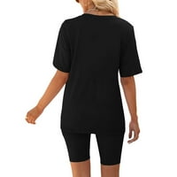 Dvije odjeće za žene Summer v Neck majica Tops Biker Shorts Work Sports Tracksuit Preveliki znoj