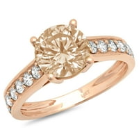 2. dijamant okruglog reza s imitacijom prozirnog dijamanta od ružičastog zlata od 18 karata s umetcima prsten