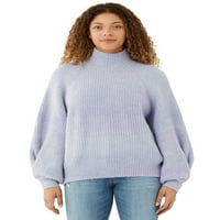 Ženski džemper od kornjače s voluminoznim dekolteom i rukavima od bluze