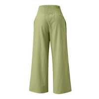 Ženske modne široke Ležerne teretne hlače visokog struka širokih nogavica u zelenoj boji s printom