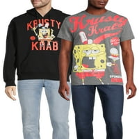 SpongeBob Squarepants muški i veliki muški rusci kapuljača dukserica i grafička majica, 2-pack, veličine S-3xl
