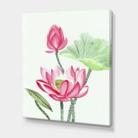 Drevni ružičasti lotos cvijeće slikanje platno umjetnički tisak