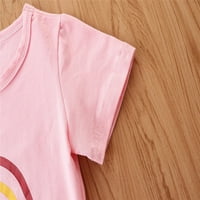 Pamučna odjeća za djevojčice Set dugina tiskana majica s kratkim rukavima duge flare hlače Ljetna odjeća Dječja