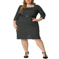 Jedinstvene ponude ženske plus veličine kratke rukave polka točkice Bodycon poslovna haljina od olovke