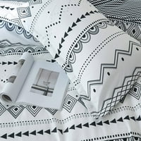 Komplet popluna u kraljevskim prugama, bijeli kompleti posteljine s apstraktnim geometrijskim uzorkom, reverzibilni