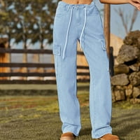 Lenago Highse traperice za žene modni izvlačenje džepni gumb Srednji struk uske hlače na klirensu
