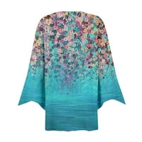 SKSLOEG Žene rade kimono kardigans ljeto ležerne labave duljine rukava vanjska odjeća Trendi cvjetni tiskani gumb