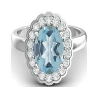 Prsten za Solitaire od sterling srebra okruglog oblika s plavim topazom za žene