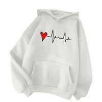 Ženski džemper Plus Size s lumenom ispod ženskog udobnog džempera s printom srca Ženski džemper s kapuljačom s