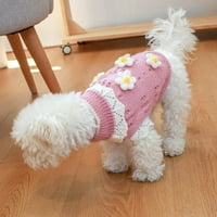 Topli jesenski / zimski džemper, Klasični pleteni džemper s cvijećem za male i srednje pse, men-men
