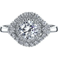 14K bijelo zlato Peora simulirani dijamantni zaručnički prsten 1. Karat središnje veličine stila klastera 4-10