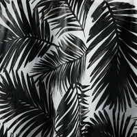 Baza-crno-bijeli stolnjak od vinila bumber s palminim lišćem, 60 š 84l