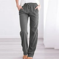 Casual hlače za žene, Rasprodaja ispod$, jednobojne lepršave hlače, casual pamučne hlače s dugim rastezljivim