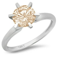 dijamantni prsten od 14k bijelog zlata okruglog reza s imitacijom šampanjca od 14k