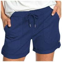 Kratke hlače u teretani u boji u boji Udovoljne čvrste elastične kratke hlače Žene Pocket hlače ljubičaste veličine