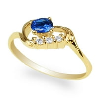 Žensko žuto zlato pozlaćeno 0,25CT safir okrugli CZ modni prsten Veličina 4-10