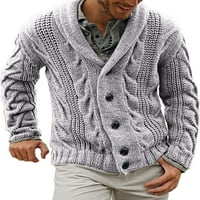 Muški jednosjedni pleteni džemper Kardigan s dugim rukavima s dugim rukavima s gumbima za zimu