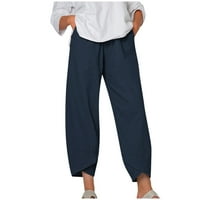 Hlače Plus veličine za žene, ženske casual hlače visokog struka, pamučne duge ljetne široke ravne hlače, hlače