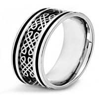 Obalni nakit od nehrđajućeg čelika crno -ugljična vlakna Keltskog dizajna prstena