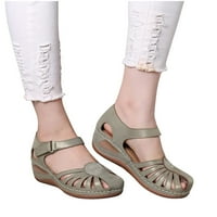 / ljetne ženske cipele; casual ženske retro klinaste sandale s otvorenim prstima; ljetne ženske sandale; siva