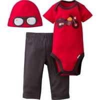 Gerber novorođenče dječak bodysuit, hlače i kape, 3-komad