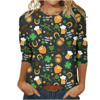 Ženski rukavi majica sretni sv. Patricks Dan majice shamrock irski vrhovi labavi casual criveck grafičke majice