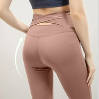 Ženske joge hlače pune duljine Čvrsta sportska joga joga visoki struk hlače hlače pokrivajuće hlače duge gaćice