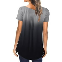 Odeerbi plus gumb za veličinu dolje košulje za žene okrugli vrat kratki rukavi gradijent Strappy majica majica