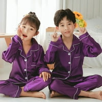 Godderr Kids Boys djevojke pidžame s dugim rukavima Silk Podaci gumba dolje s dugim rukavima PJS salon za salon