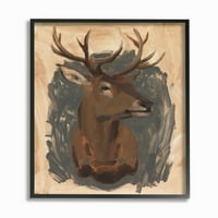 Stupell Industries jeleni portret smeđe sive slike životinja uokvirena zidna umjetnost Jacob Green