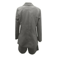Augper Clearment Žene čvrste kaputa s dugim rukavima džepni prsluk s kratkim hlačama odijelo
