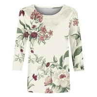 Jyeity Ženske košulje zazor ispod 10 dolara, rukav okrugli vrat cvjetni otisak labave ležerne bež bluze za žene