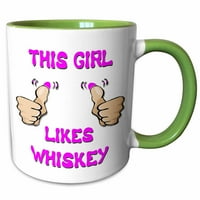 3Drose Ova djevojka voli viski - Dva tona zelena šalica, 11 -unce