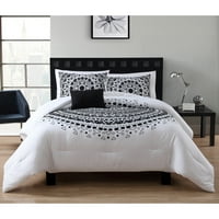 Kućna crno bijela Tessa Posteljina pokrivača, lažnih i ukrasnih jastuka koji su uključeni