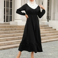 Vivianyo hd haljine za žene duge rukave za žene ljetne haljine za žene muslimanske patentne zatvarače solidne